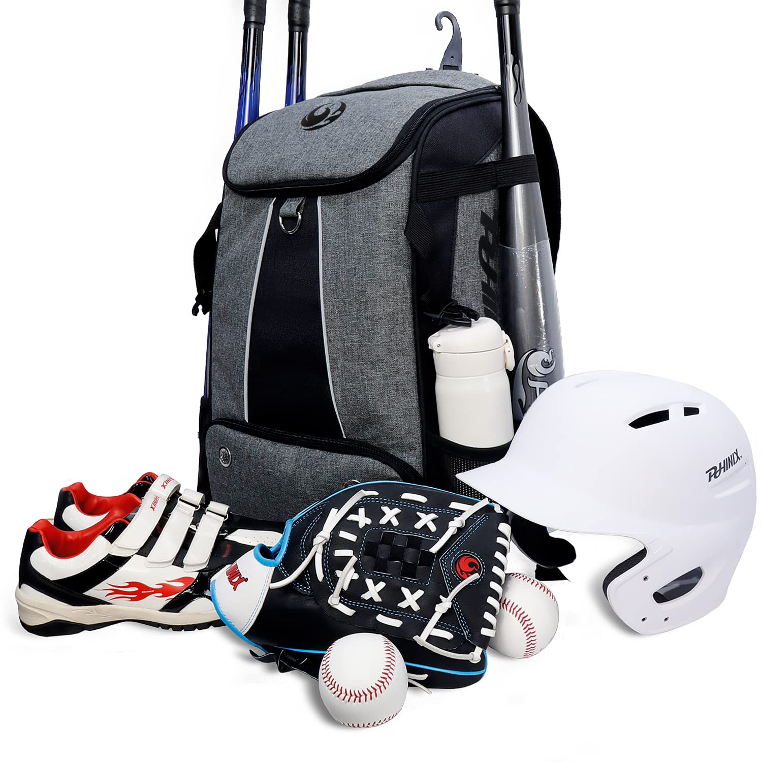 PHINIX Baseball & softball Backpack for Adults,Large Capacity Holds Bat, Helmet, Glove, Shoes - Image 3